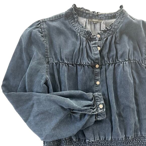 RAILS Shawna Denim Day Dress Dark Vintage Blue Size Medium Cotton Loose Fit - Picture 4 of 8